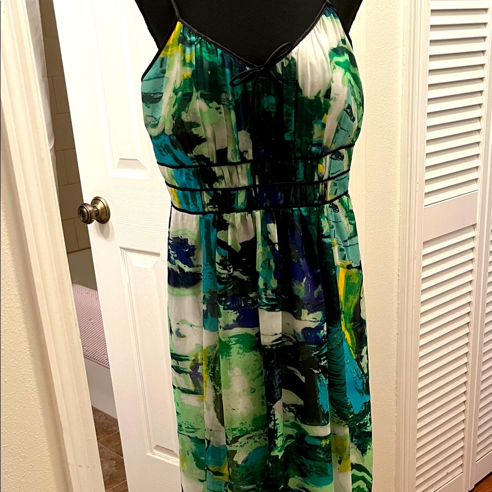 Timeless by Naeem Khan Elegant Watercolor Fitted Dress